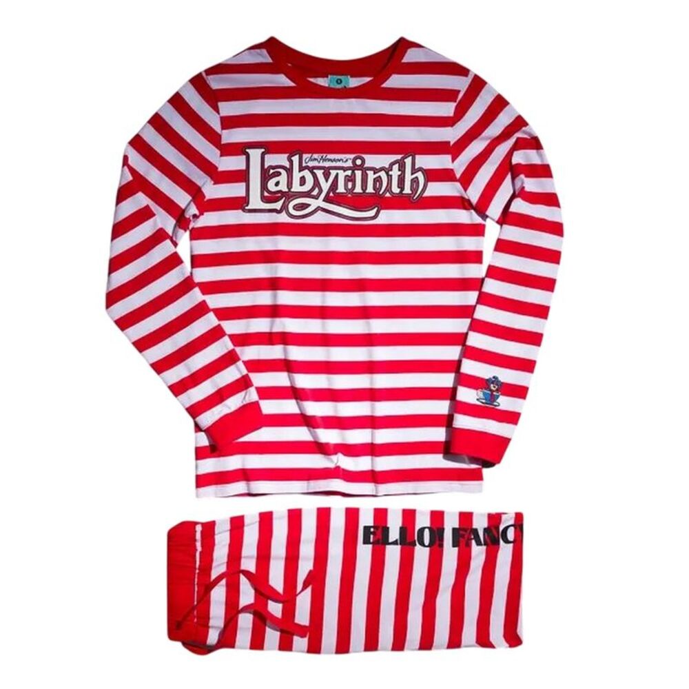 Labyrinth Womens/Ladies Ello! Fancy A Cuppa? The Worm Striped Pajama Set / Red/W